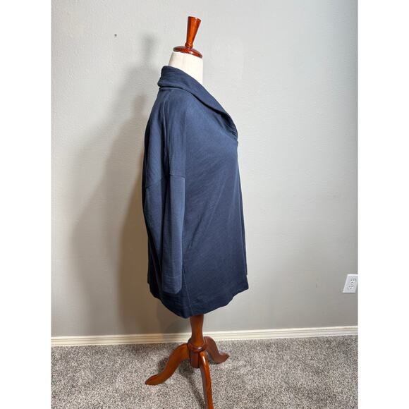 J. Jill Pure Jill Navy blue sweatshirt tunic open neck collar 3/4 sleeve Sz M - Picture 4 of 7